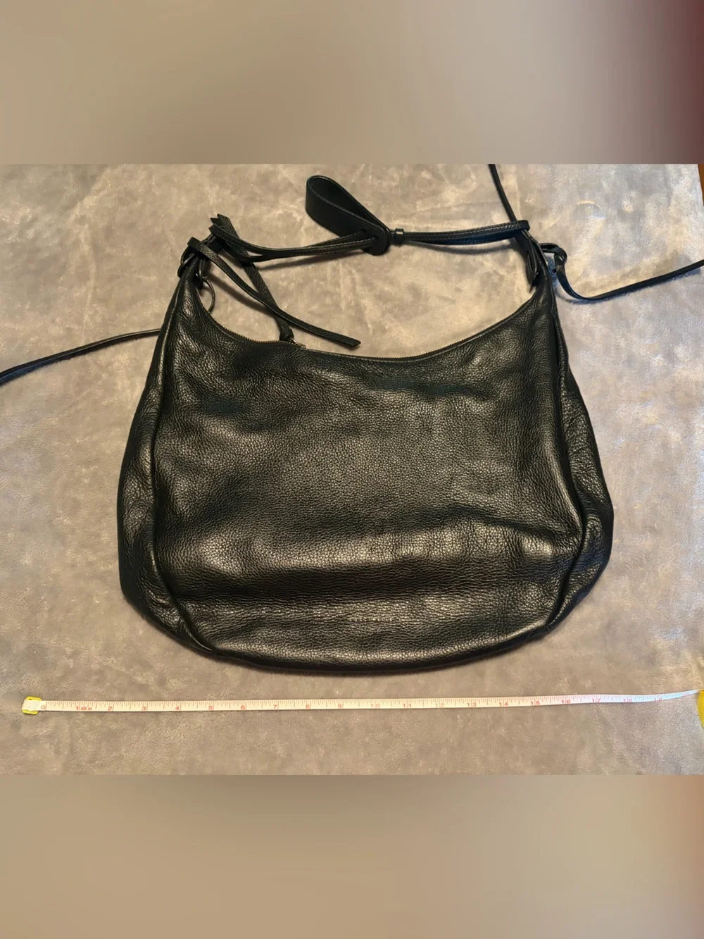 Coccinelle Large Black Pebbled Leather Hobo Shoulder Bag Made in Italy